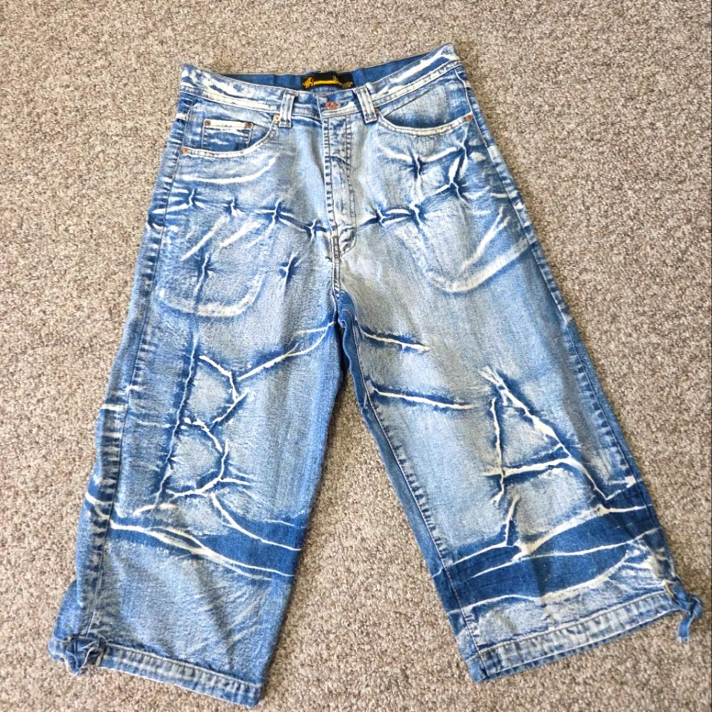 Y2K Hip Hop Baggy‎ Denim Shorts Jorts Brock Jeans 34 Skater